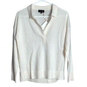 NWT Quince Cashmere Polo Sweater Ivory Mongolian Luxury Pullover Womens M
